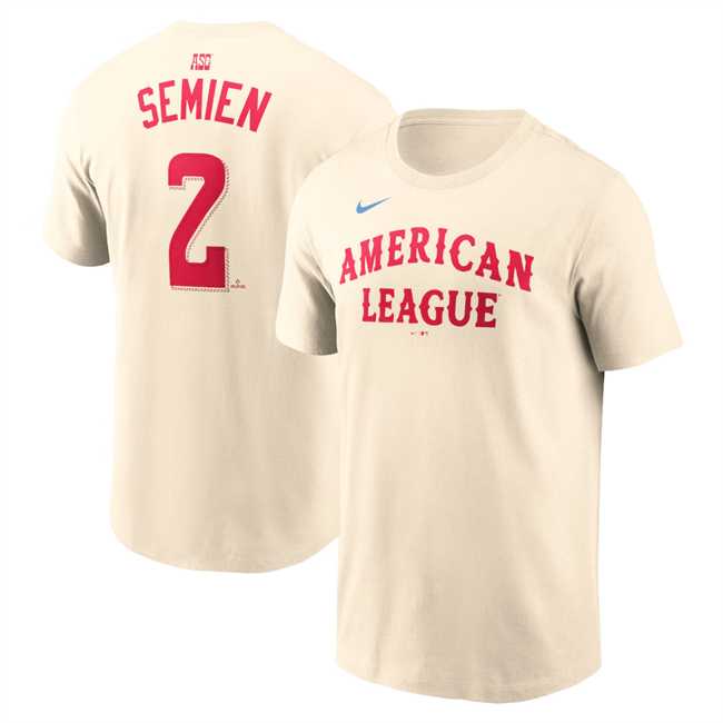 Men's American League #2 Marcus Semien Cream 2024 All-Star Name & Number T-Shirt,We sell and wholesale Men's American League #2 Marcus Semien Cream 2024 All-Star Name & Number T-Shirt on line form chian!